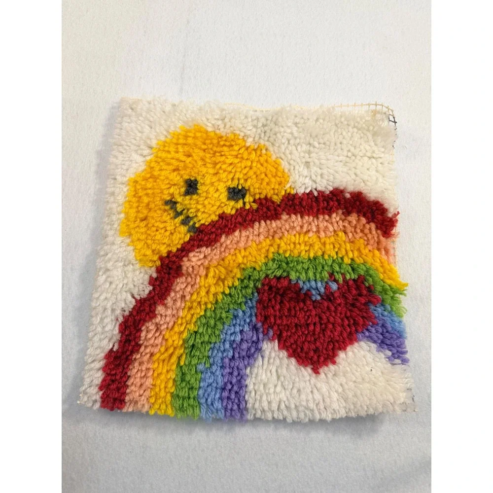 Retro Rainbow Smiling Sun Latch Hook Wall Art 12